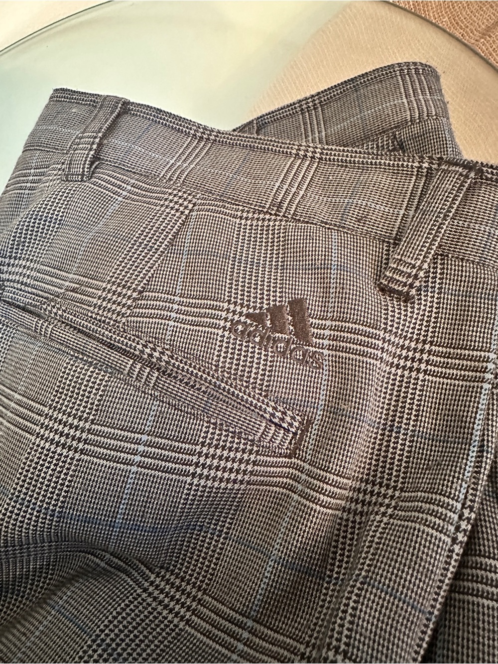 adidas Men’s Plaid Golf Dress Pants in Black and White